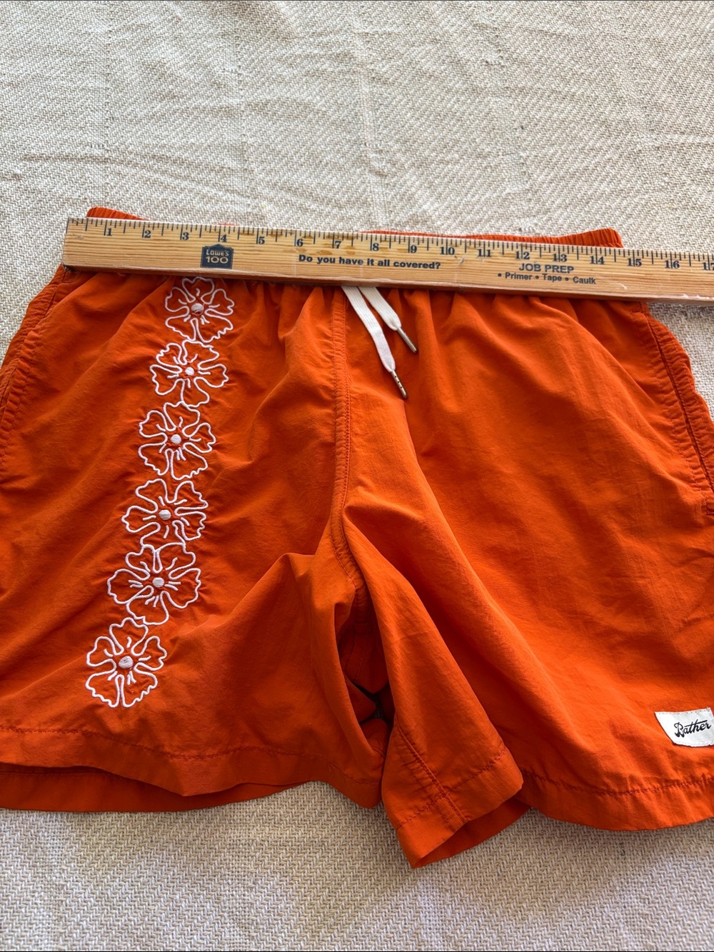 Bather Orange Swim Shorts Hawaiian Floral Embroidery Size Large - Picture 15 of 17